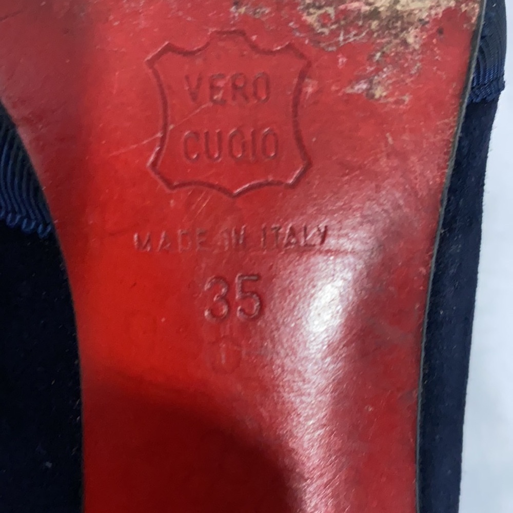 Vintage christian louboutin navy suede heels - Picture 8 of 10